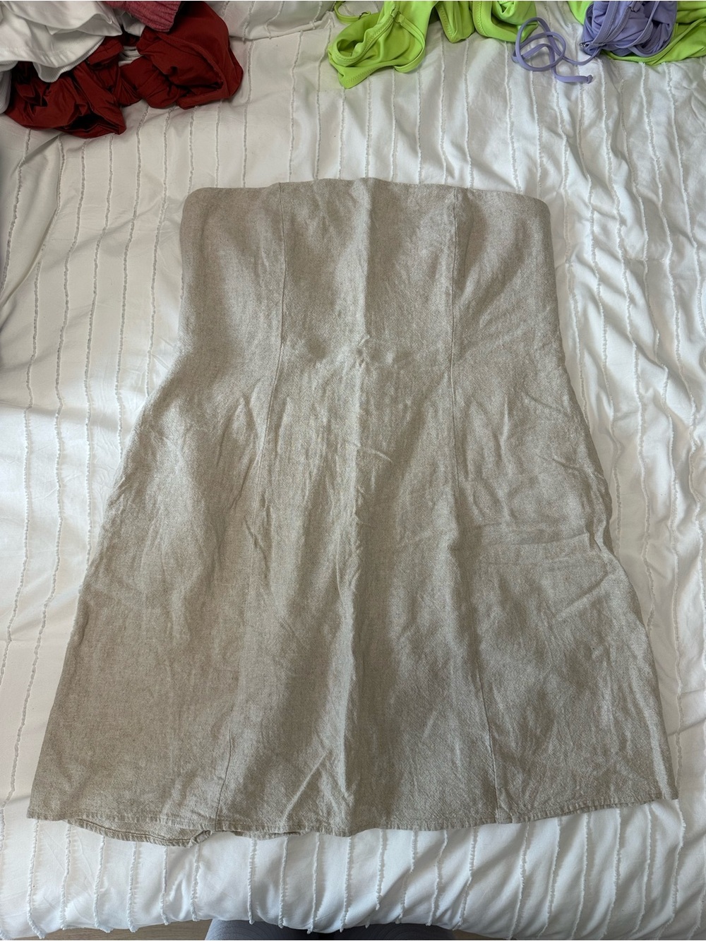 Old Navy Beige Strapless Linen-Blend Mini Dress